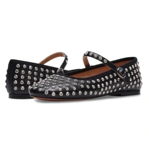 NWT House of Harlow 1960 Flashy Studded Mary-Jane Flats in Black - Size 7 - Picture 10 of 11